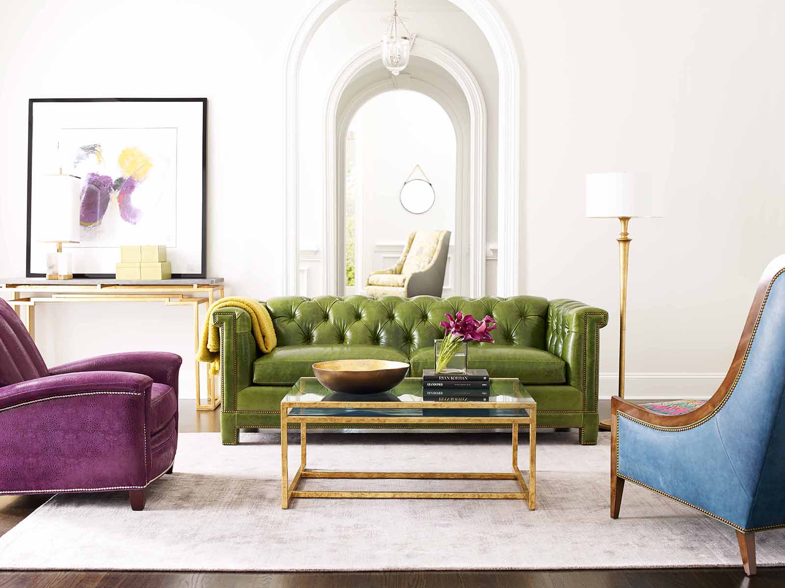 Harper Sofa in Green Leather by Hancock & Moore 