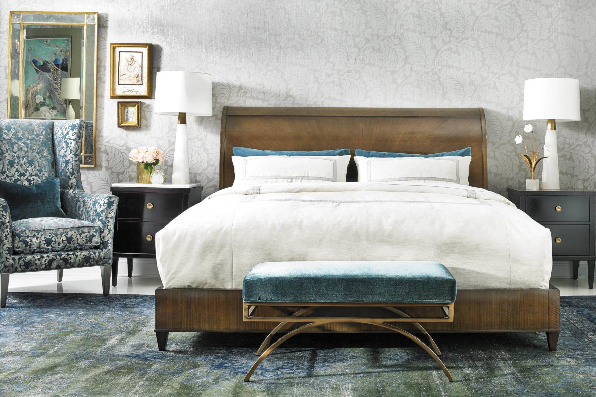 Bed, nightstands & accent chairs by Hickory White