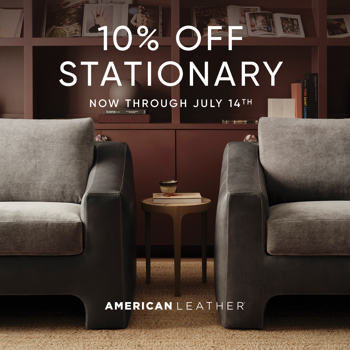 Brooklyn Chair Loome Slate Ellis from American Leather | 10% Off Stationary Sale
