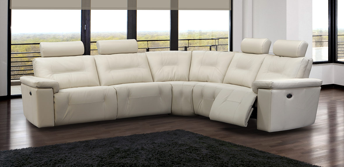 Elran White Leather Sofa Recliner at Sedlak Interiors