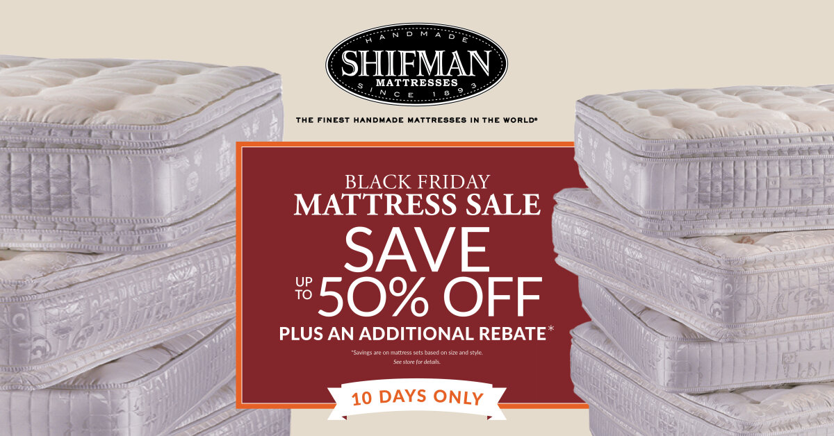 Shifman Black Friday Mattress Sale -- save 35-50% off plus up to $400