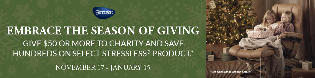 Save hundreds on select Stressless furniture during Stressless Charity Event