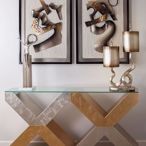 ArtMax Furniture Metallic Console and Decorative Accessories at Sedlak Interiors